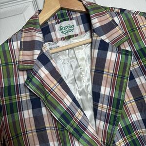 Vintage 70s Barclay Square Plaid Blazer Preppy Patch Pocket Jacket Small Medium